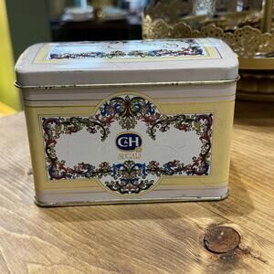 Vintage C & H Sugar Tin‎ Recipe Box Collectible Rare Food Storage Yellow